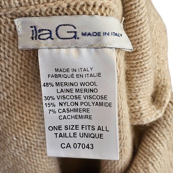 Ila G. Cashmere Blend Knit Poncho Style Sweater Sz OS - Picture 7 of 9